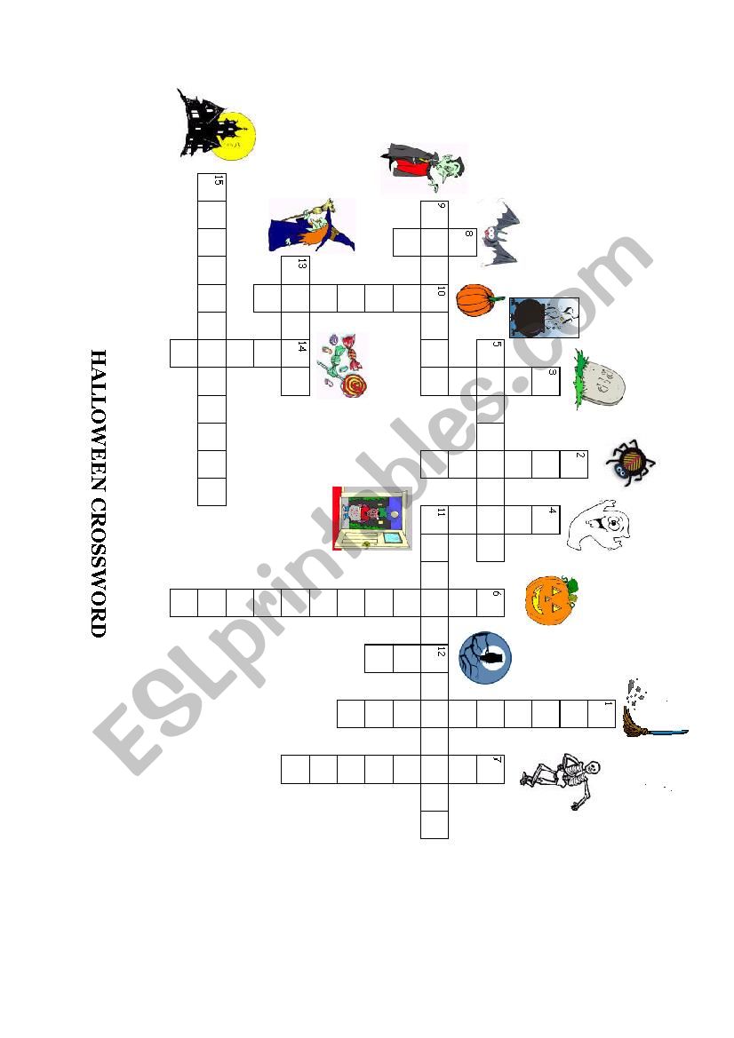 Halloween crosswords worksheet