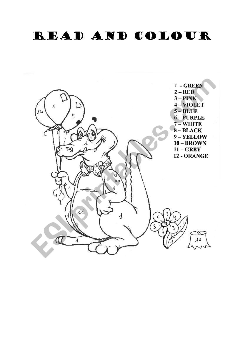Read and colour the dragon worksheet