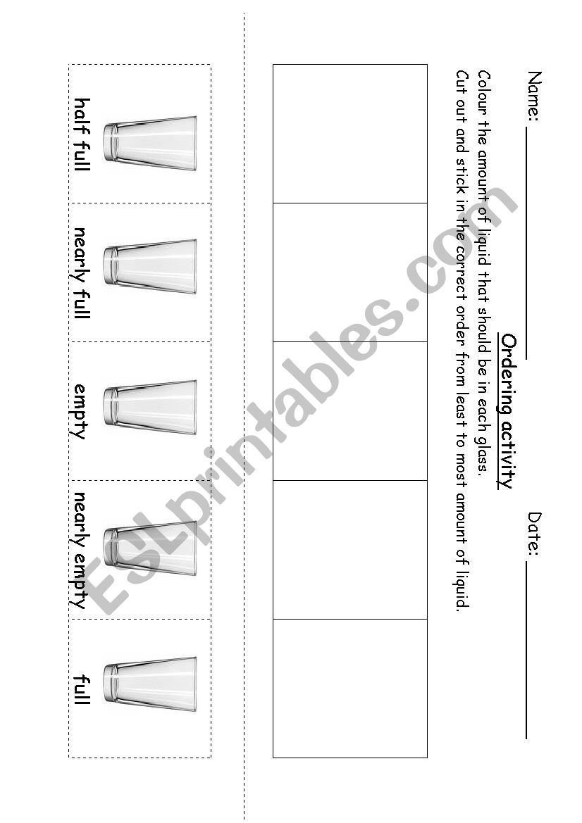 ordering - capacity worksheet