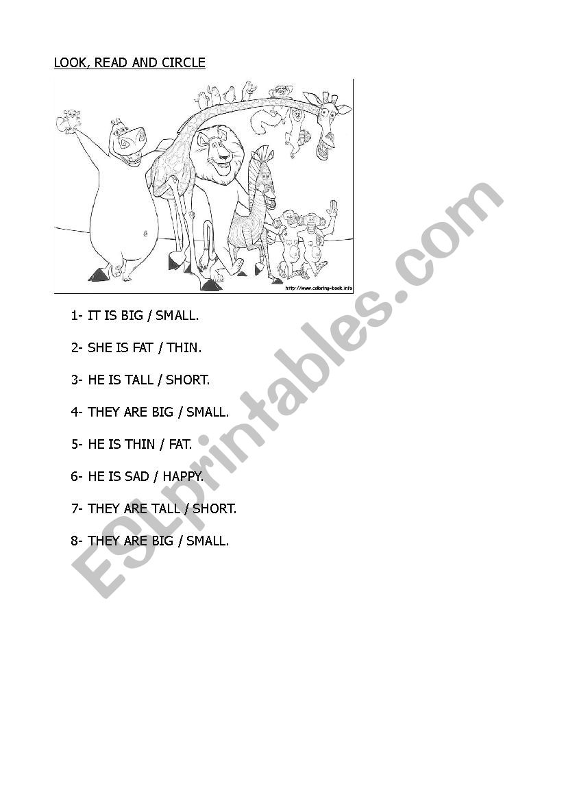 Madagascar + adjectives worksheet