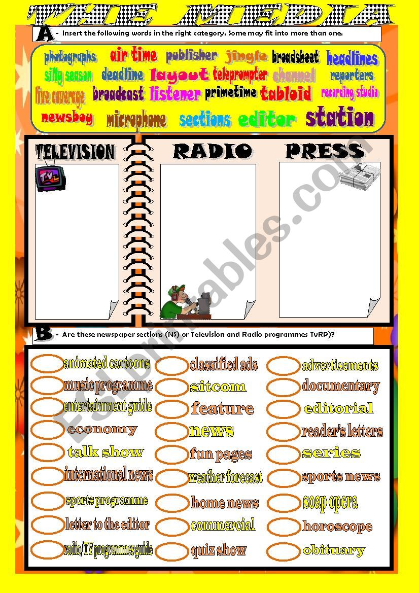 The Media - vocabulary worksheet