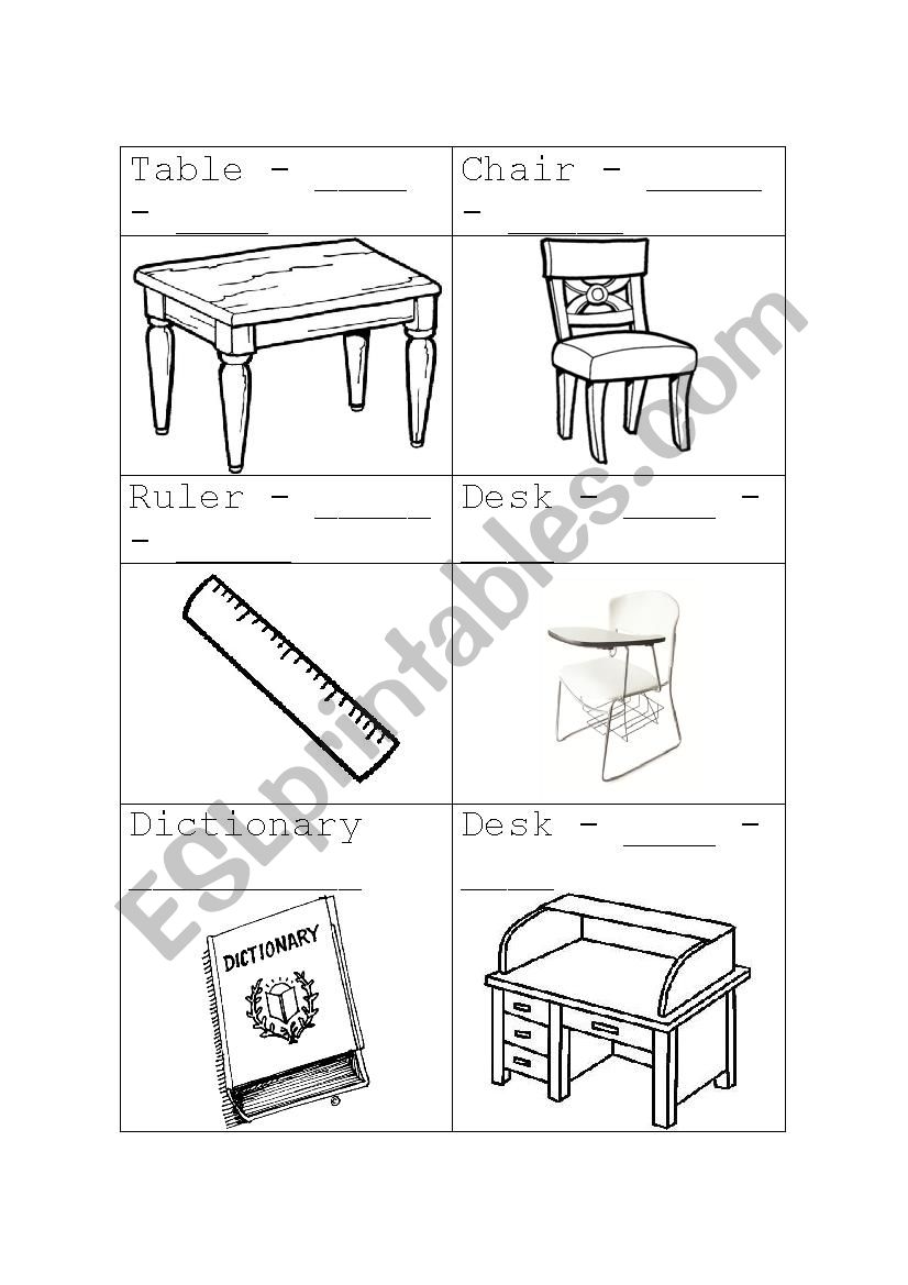 Classroom Objects worksheet