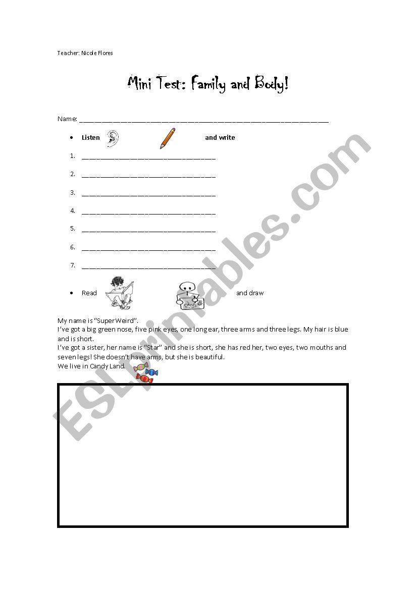 Family Members worksheet