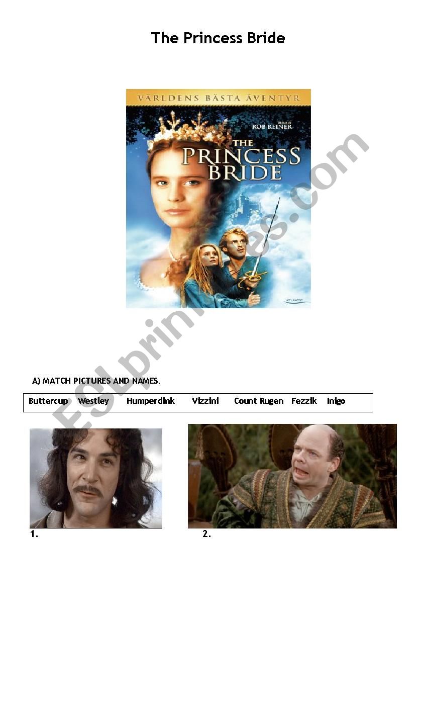 The Princess Bride worksheet