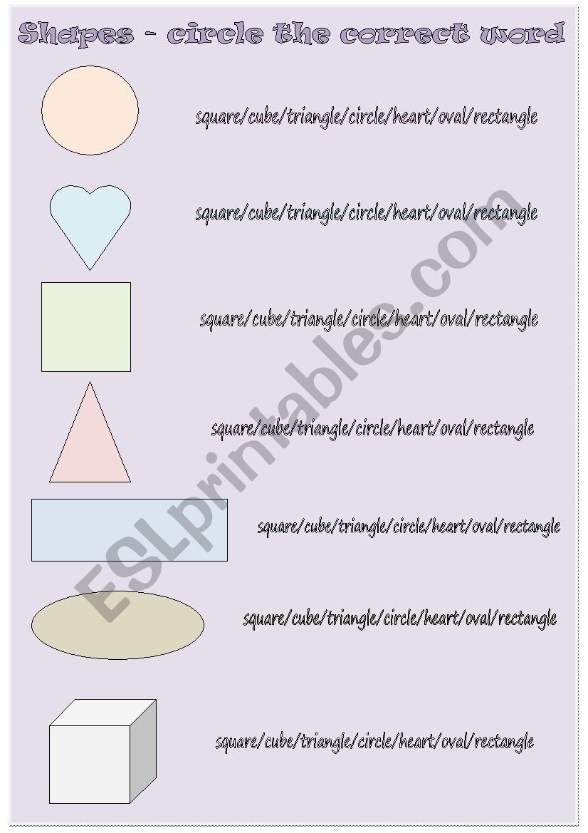 SHAPES worksheet