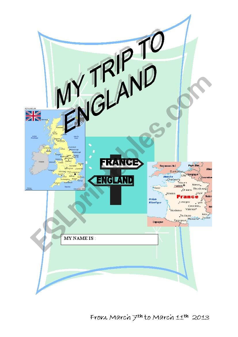 my trip to england road book first page