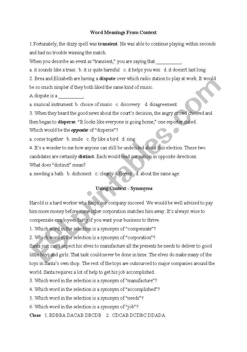 reading comprehension  worksheet