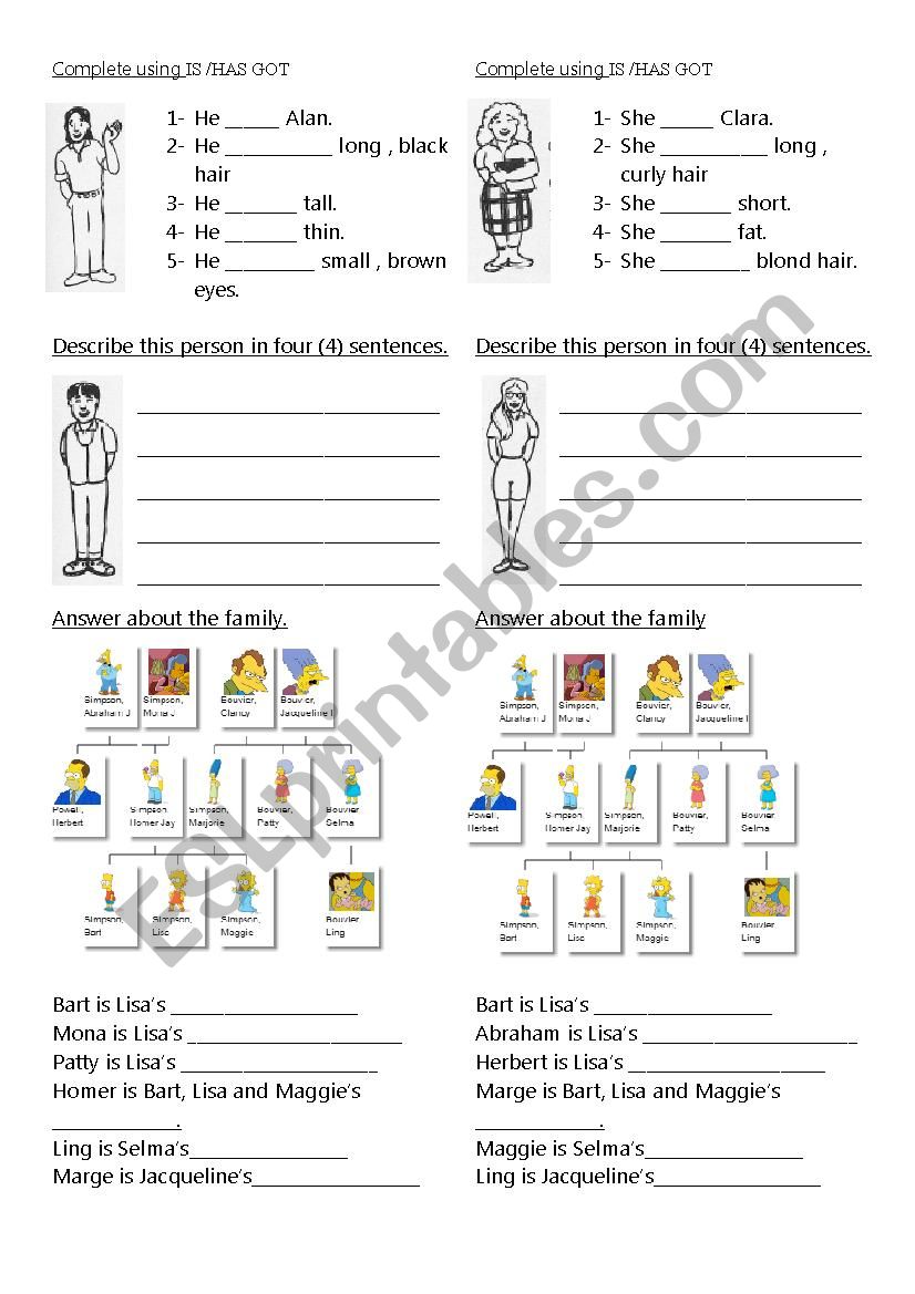 Have got- To be- The family worksheet