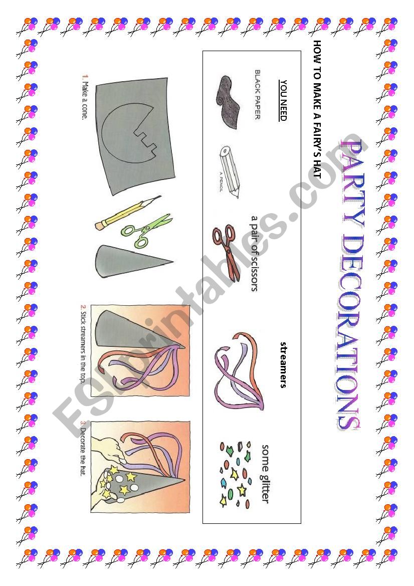 How to make party decorations worksheet
