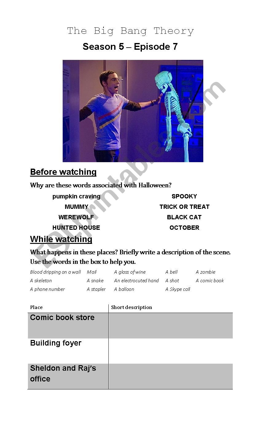 Halloween_The Big Bang Theory worksheet