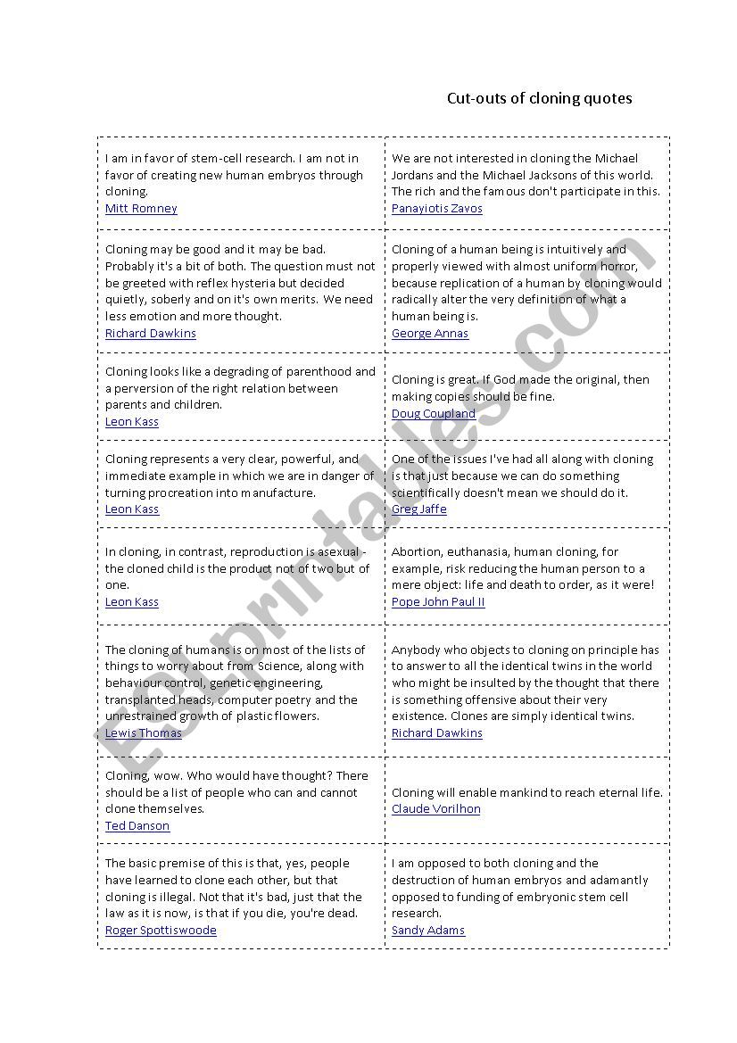 Quotes about cloning worksheet