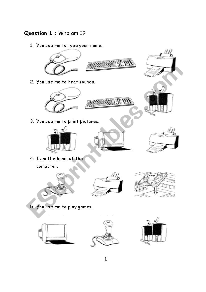 computer worksheet worksheet