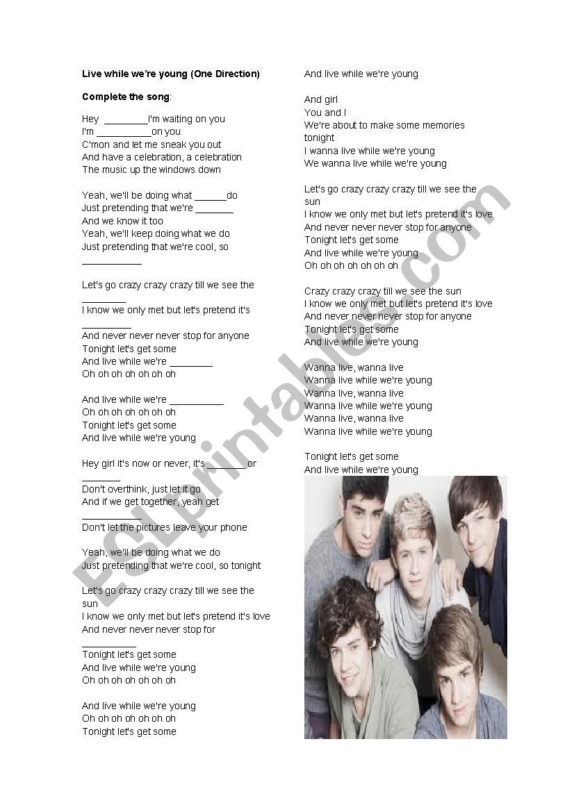 One Direction worksheet