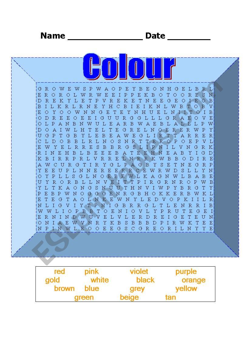 Colours worksheet