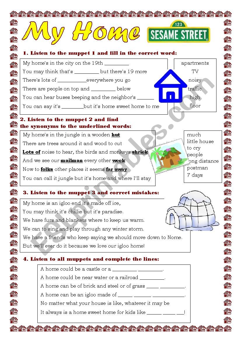 My Home worksheet