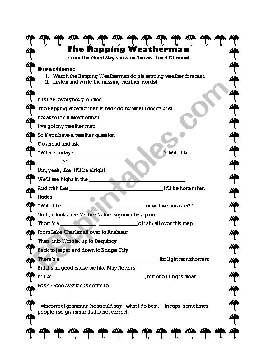 The Rapping Weatherman:  Weather Rap