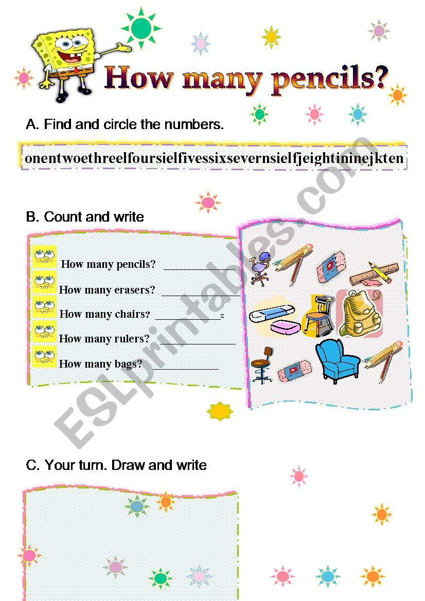 How many pencils? worksheet