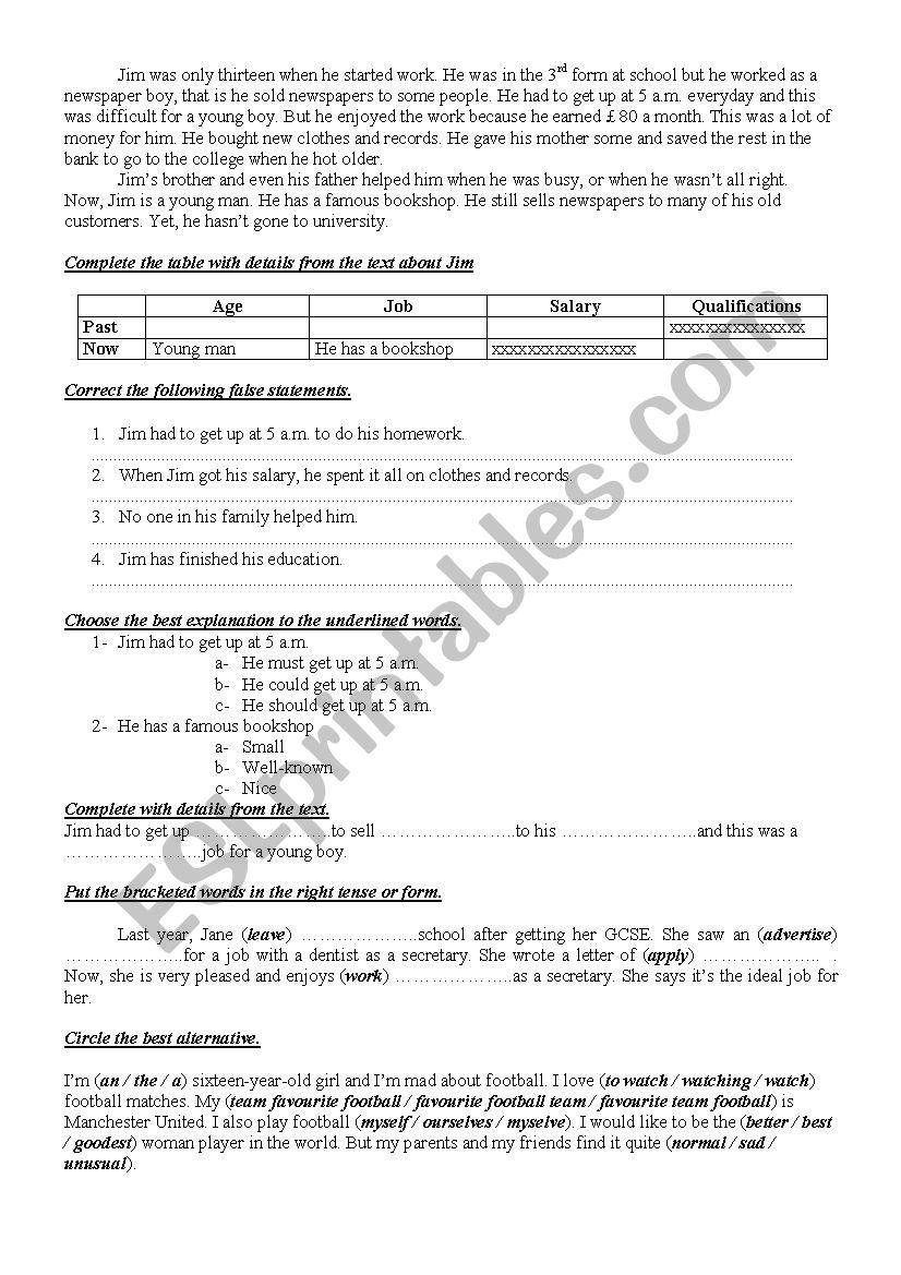 9th Form Worksheet 22 worksheet