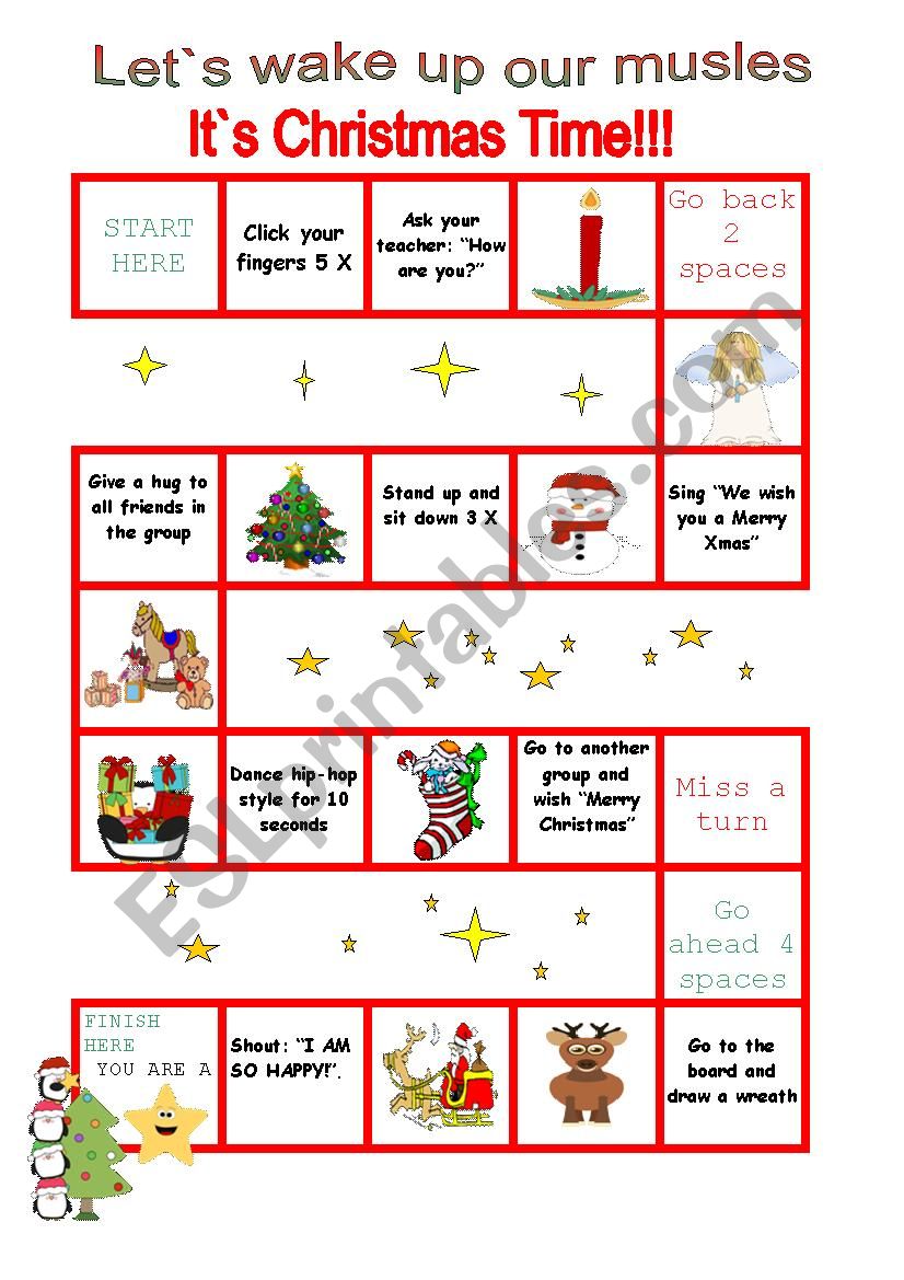 Christmas Active Board game worksheet
