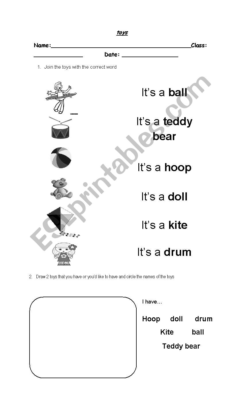 toys elementary worksheet
