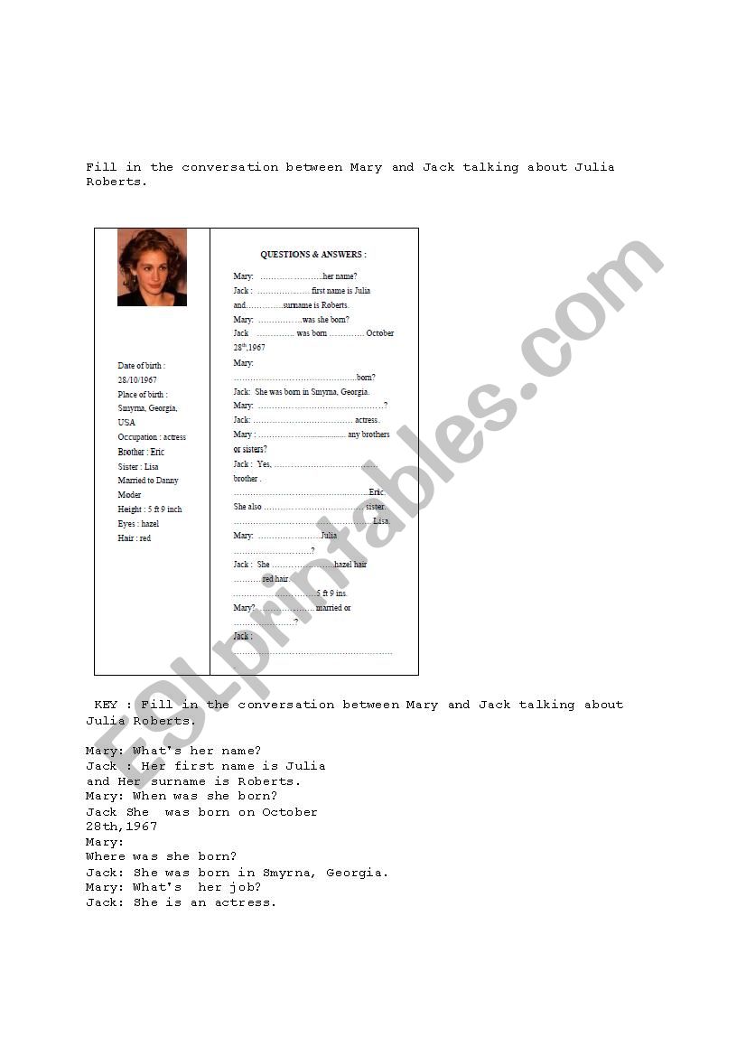 conversation  practice worksheet