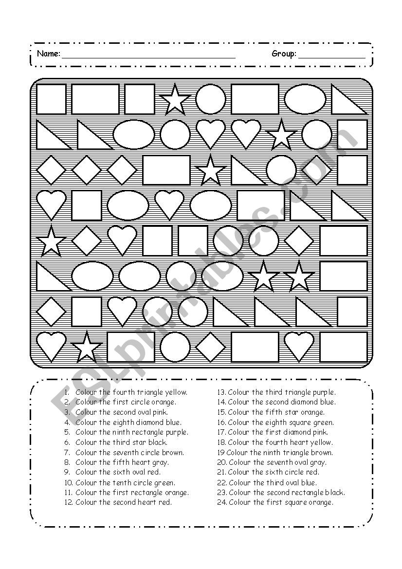 Colour the shapes! worksheet