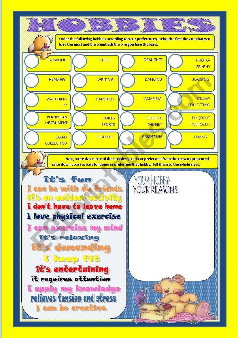 Hobbies worksheet