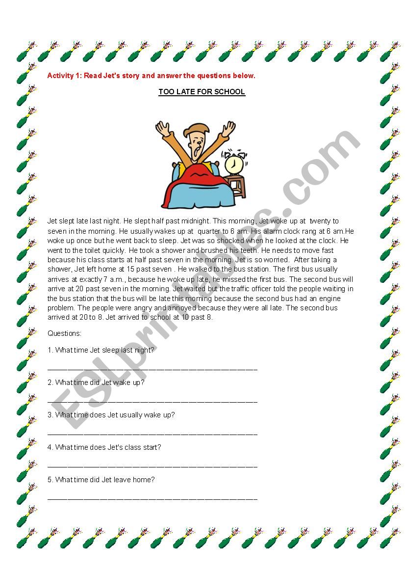 Telling time worksheet