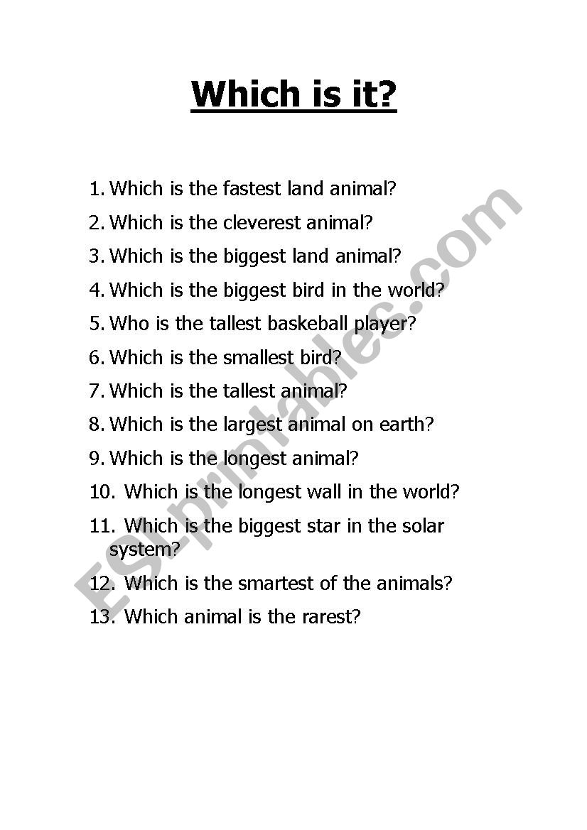 Animals worksheet