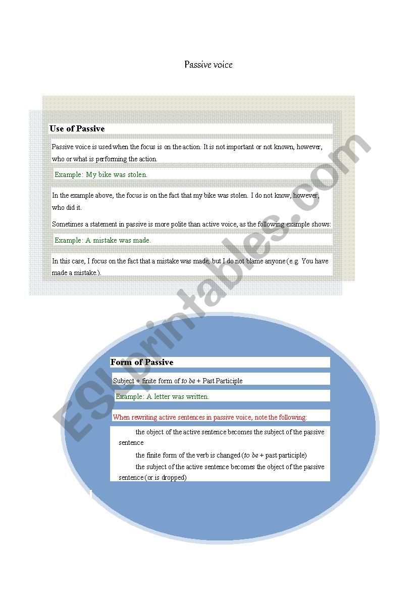 passive Vice worksheet