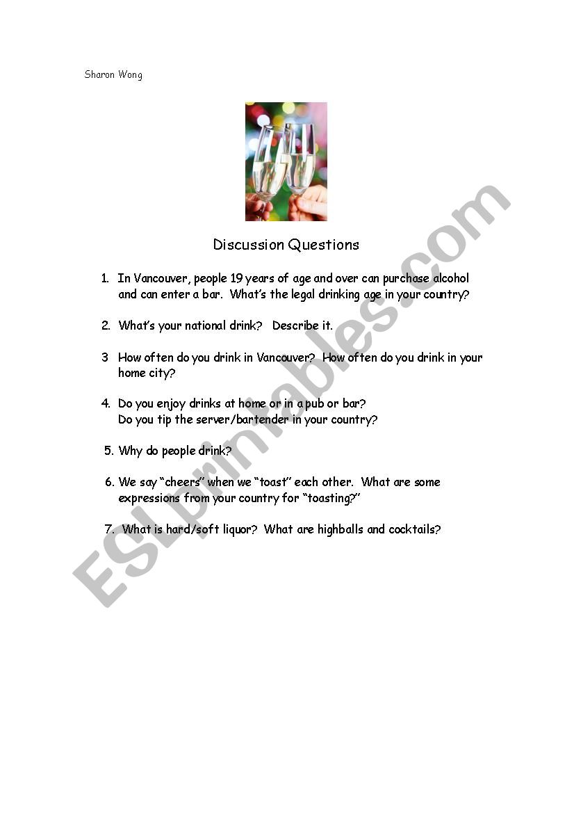 Cheers! worksheet