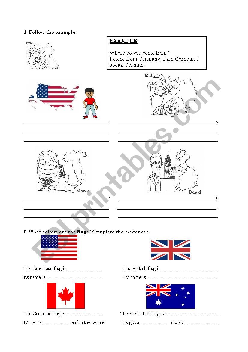 nationality and language worksheet