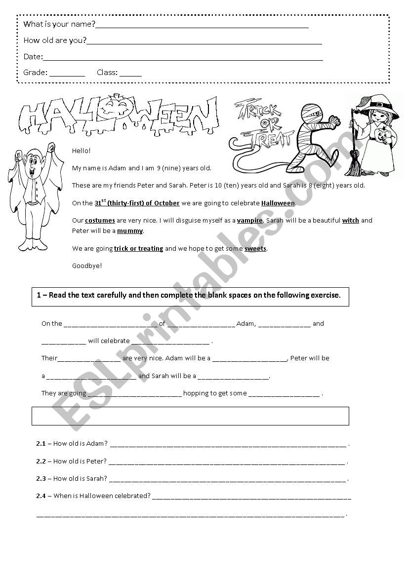 Halloween worksheet