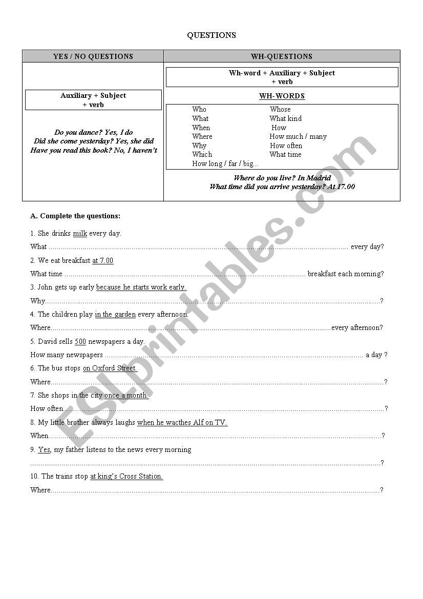questions esl worksheet by gemetapizpireta
