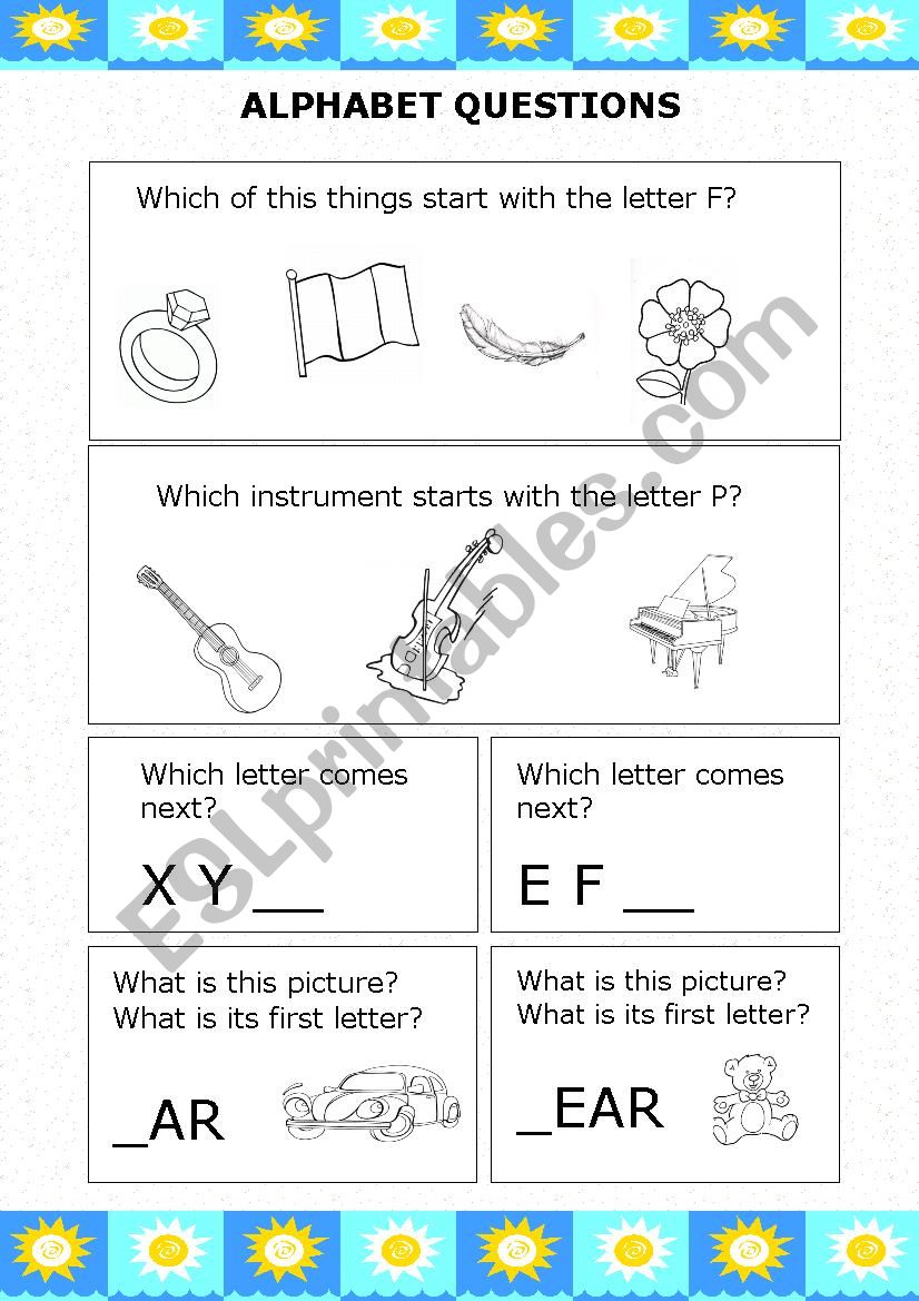 Alphabet questions (2 pages) worksheet