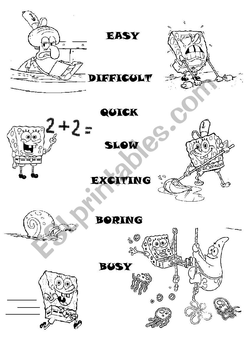 sponge bob adverbs  worksheet
