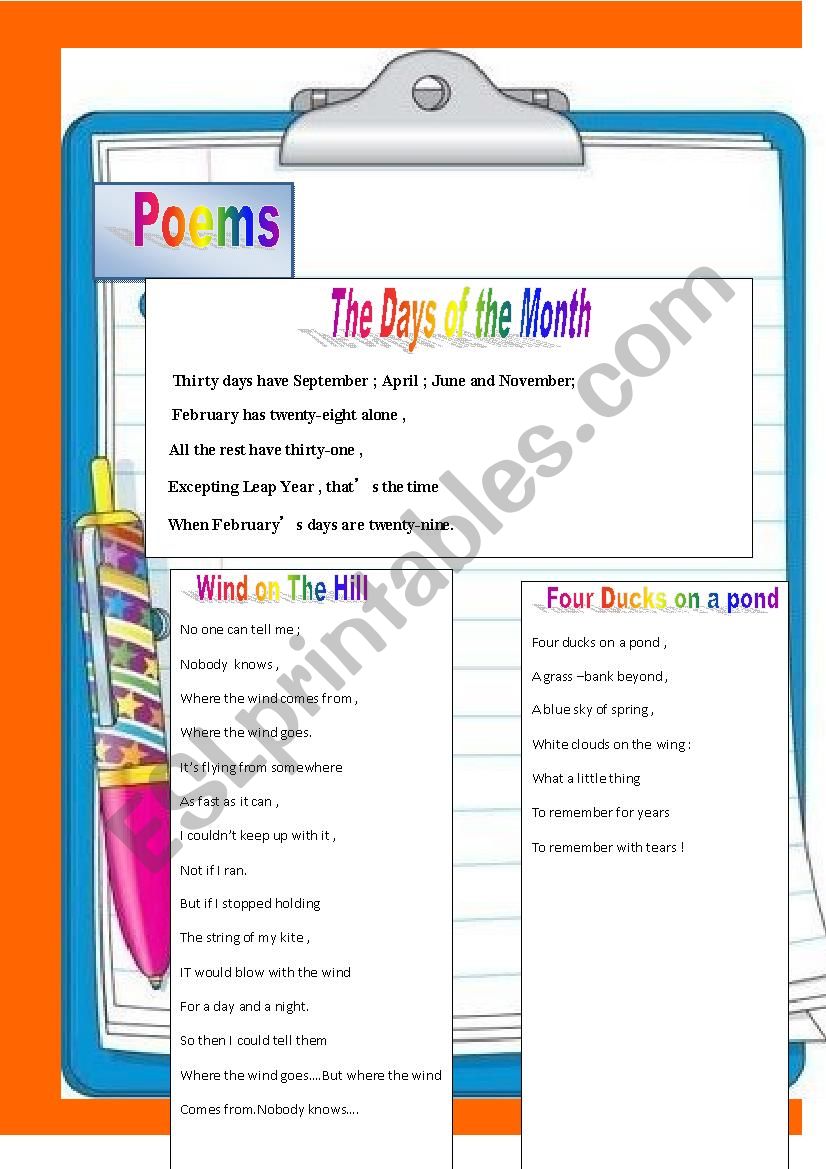 poems worksheet