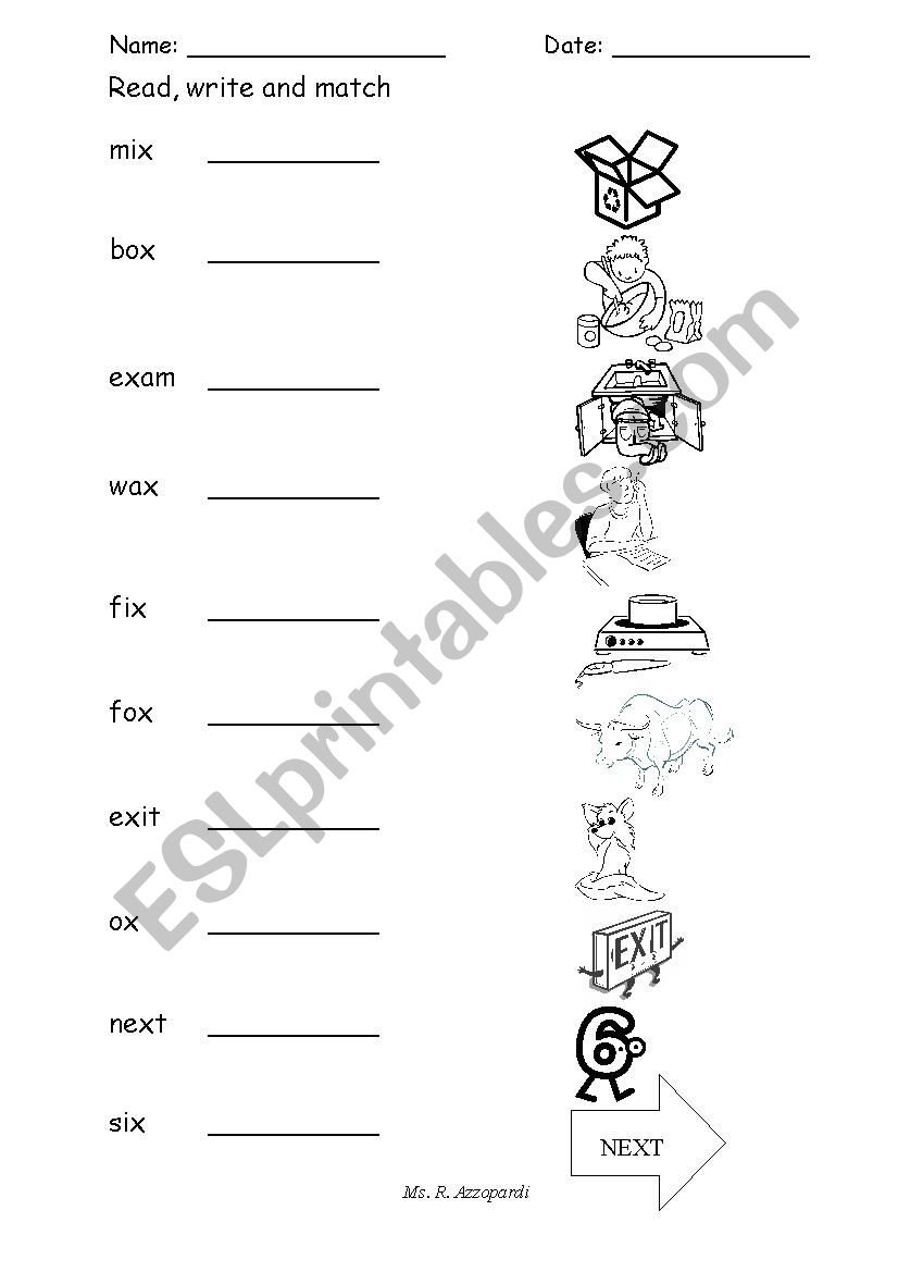 phonics sound ´x´ worksheet