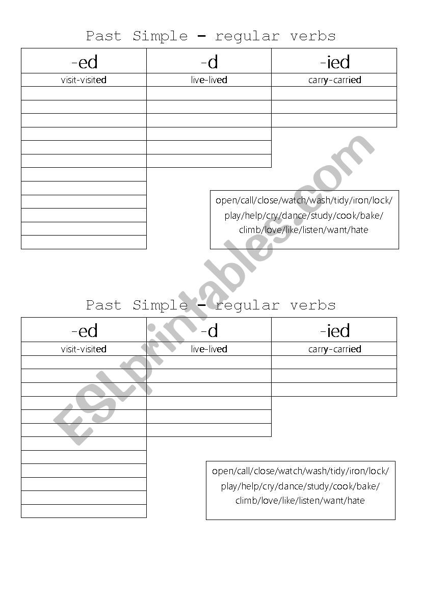 past simple worksheet