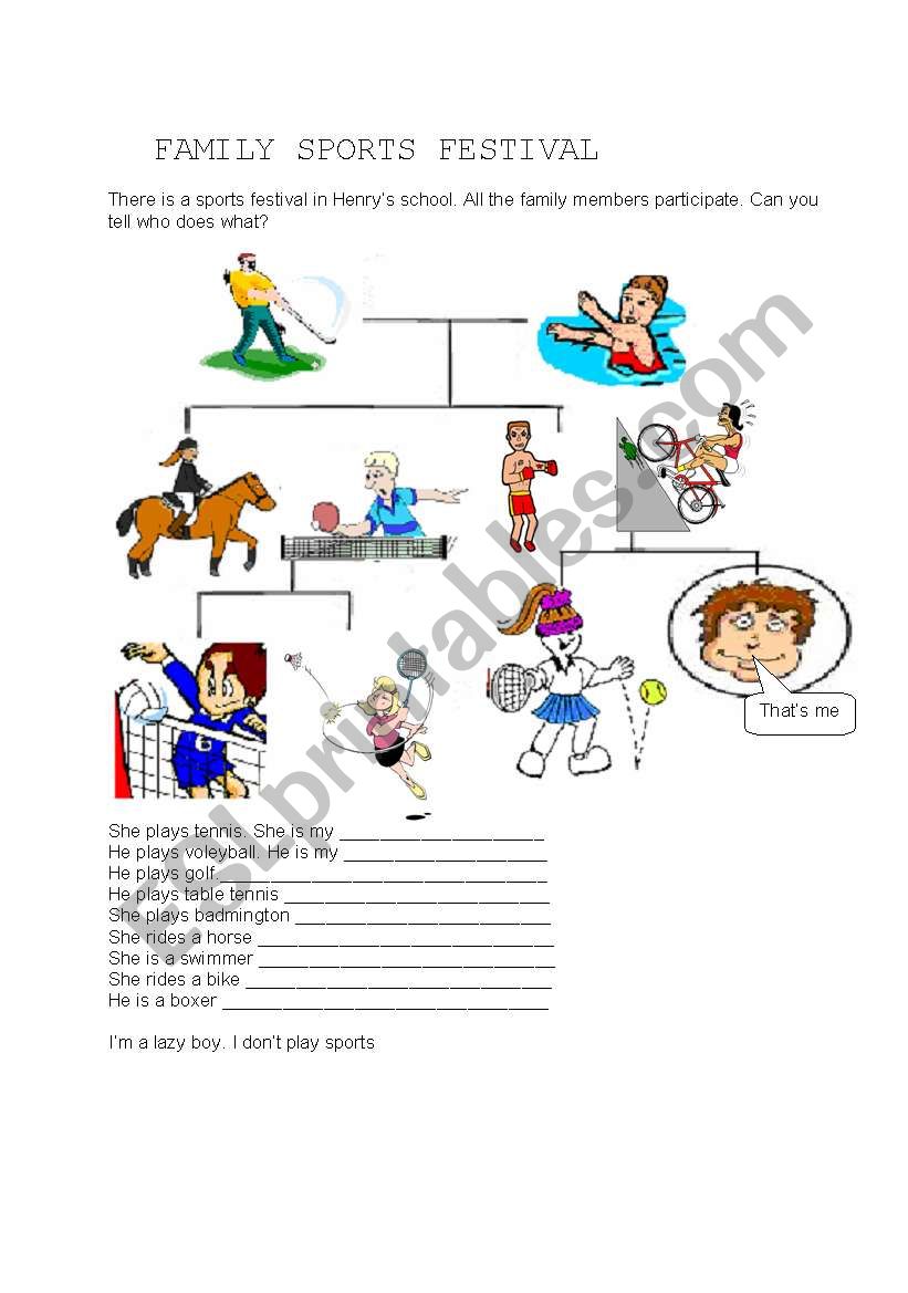 FAMILY SPORTS FESTIVAL worksheet