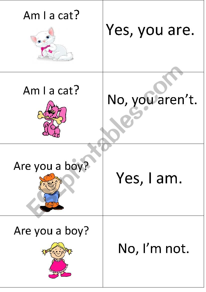 Game for short answers of verb to be