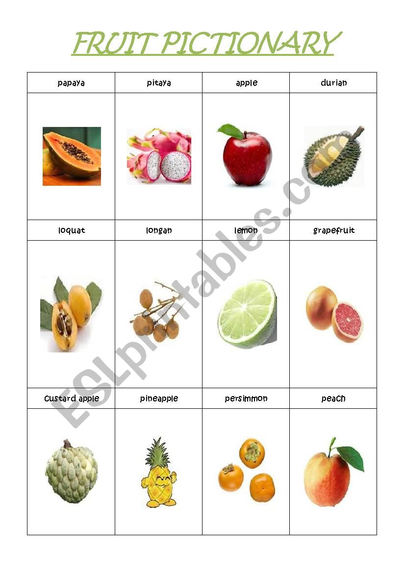 fruit pictionary worksheet