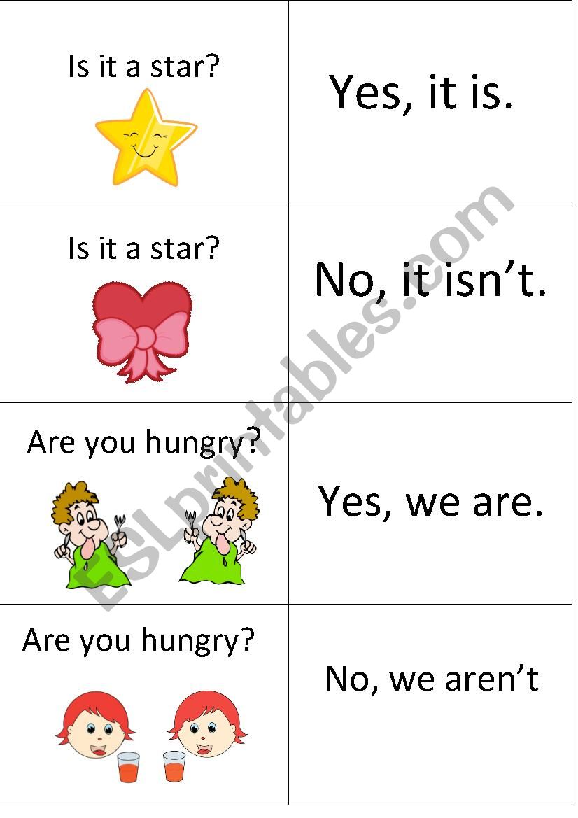 Practice of the short answers of the verb to be/ 3rd pack