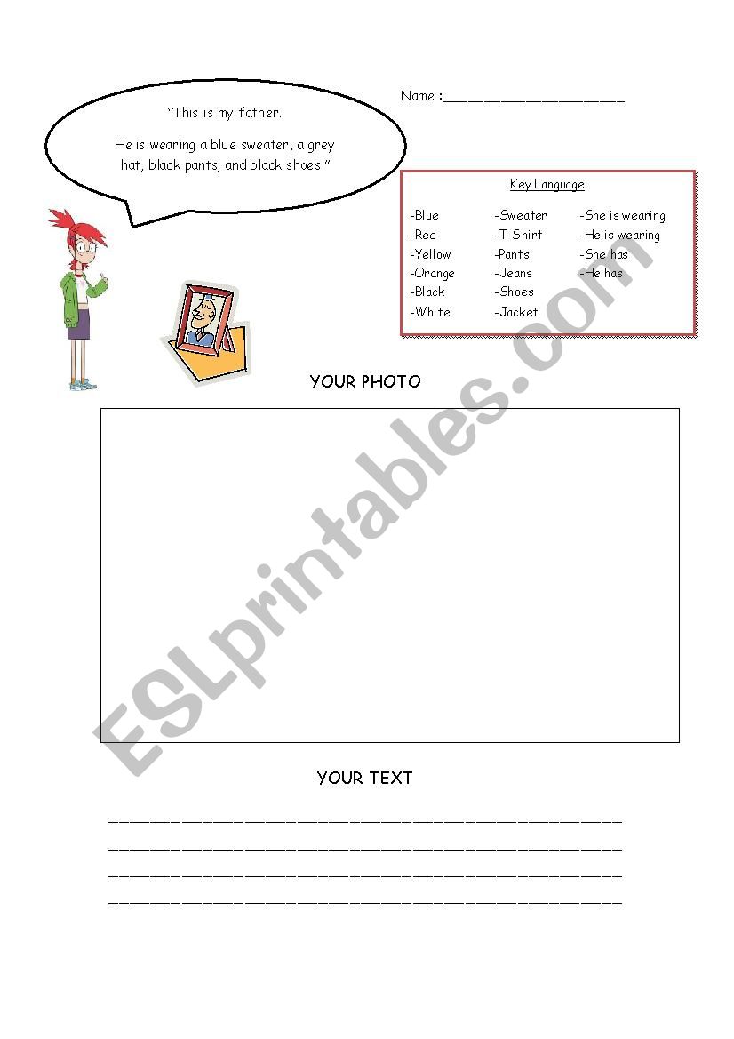 Clothes Description worksheet