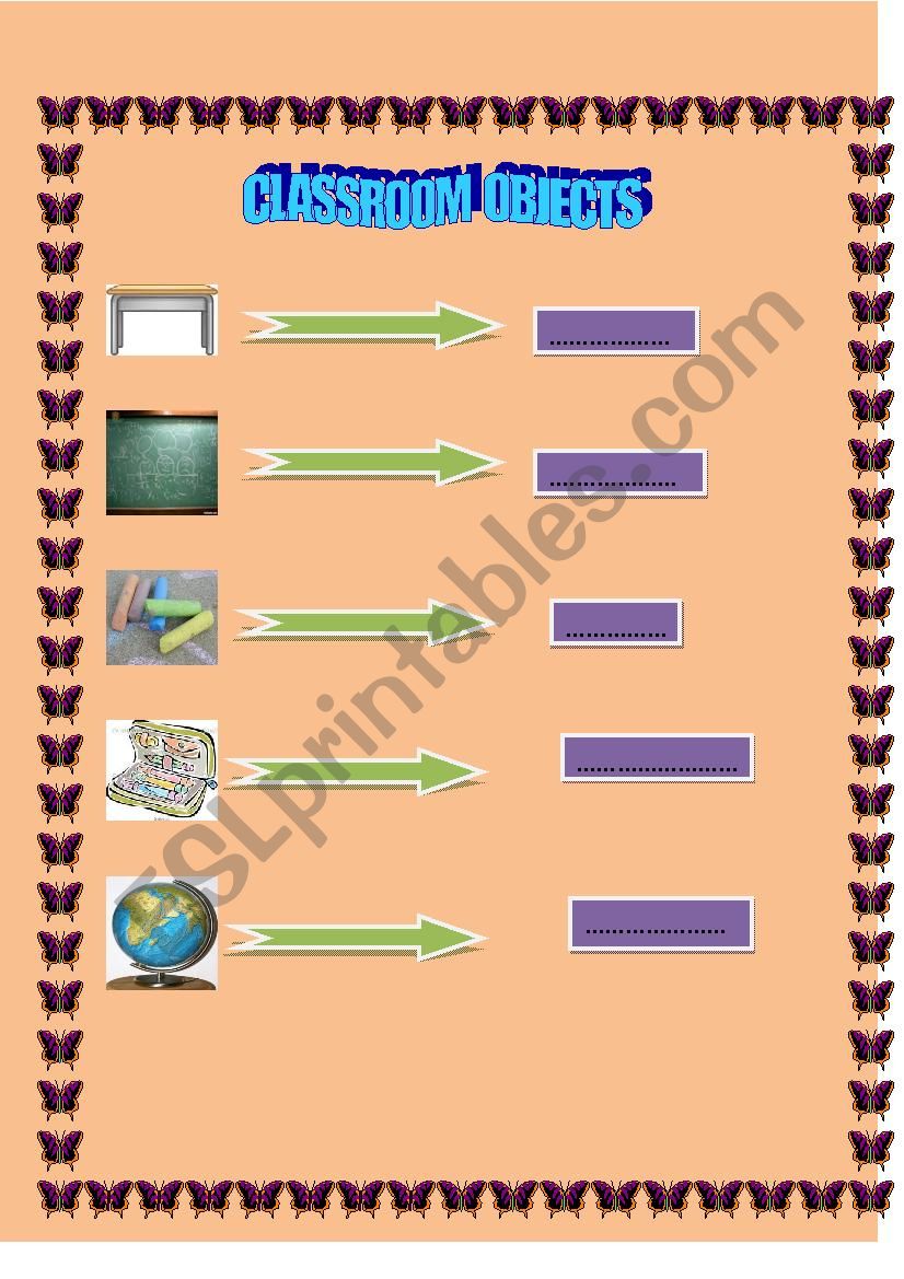 classroom objects worksheet