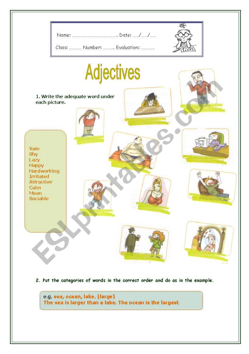 Adjectives worksheet