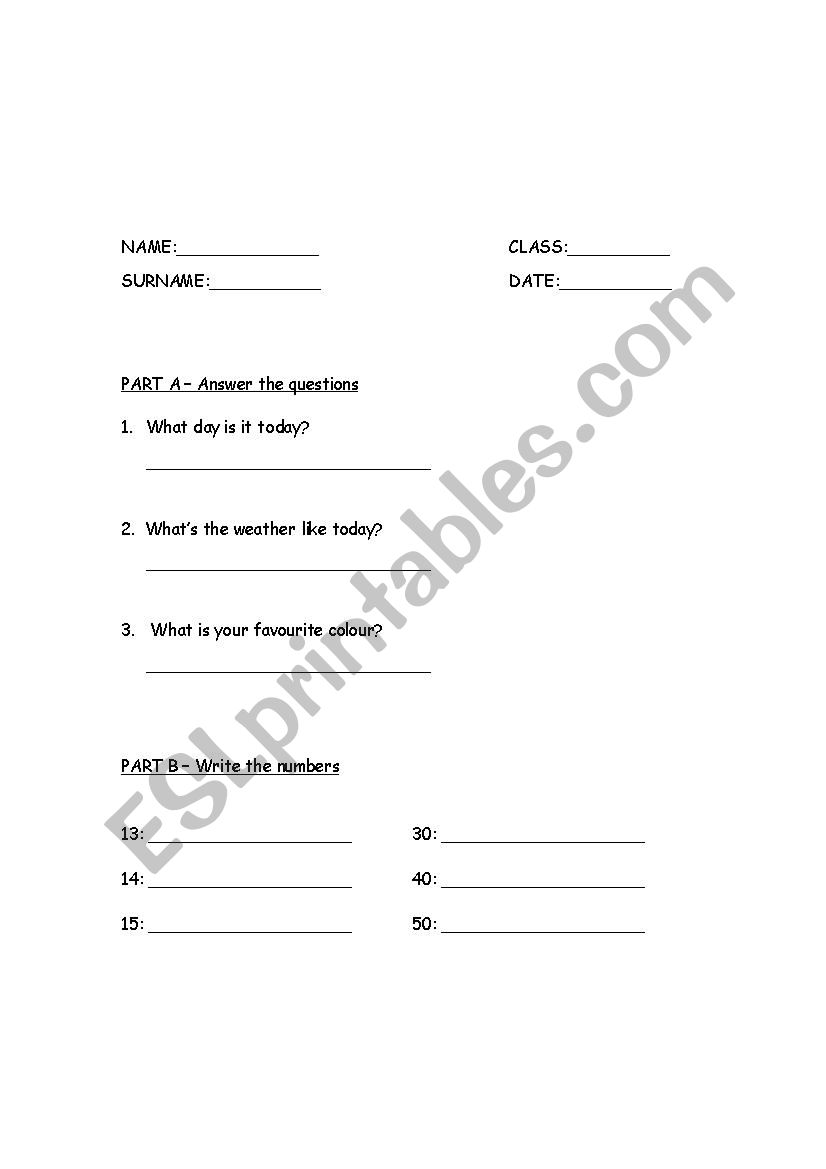 Revision Homework worksheet