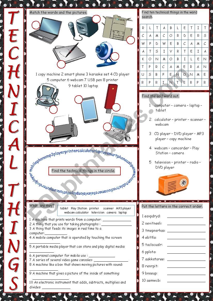 Technical Things Vocabulary Exercises