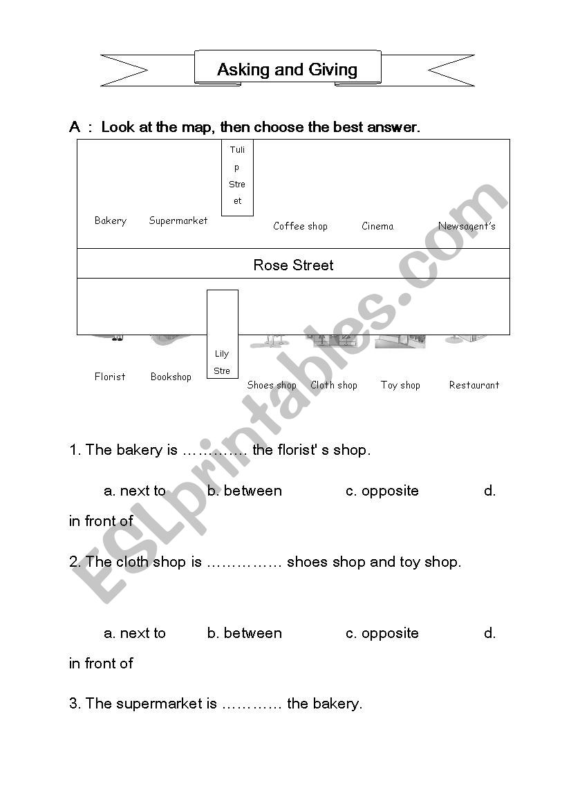 Giving direction worksheet