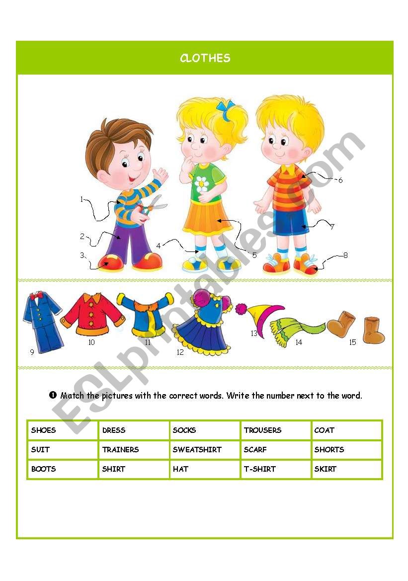 Clothes worksheet